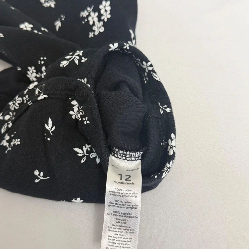 Carters Baby Girl 12M Blue Ladybug Peplum Top and Black Floral Bodysuit Lot 2pc